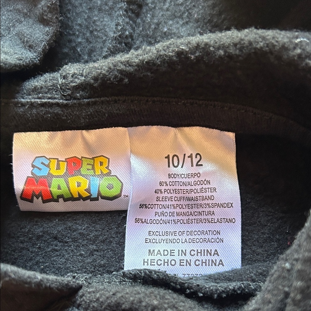 Nintendo Black Super Mario Kids Hoodie - Picture 3 of 7